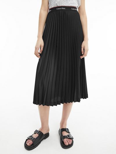 Calvin Klein Ruhák HU680510 | Calvin Klein Recycled Crepe Pleated Női Midi Szoknya Fekete